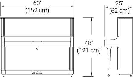 Taille des U1 YAMAHA et YUS1 YAMAHA Disklavier