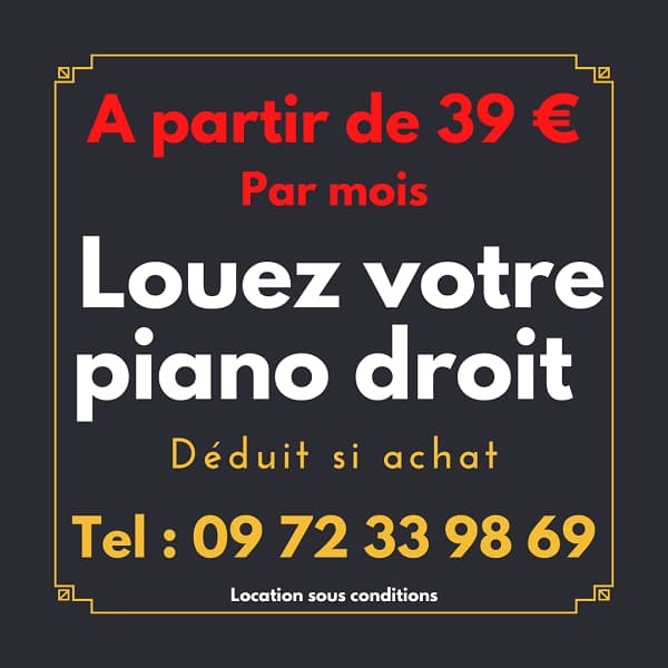 Location de pianos d'étude livré avec sourdine et siège piano